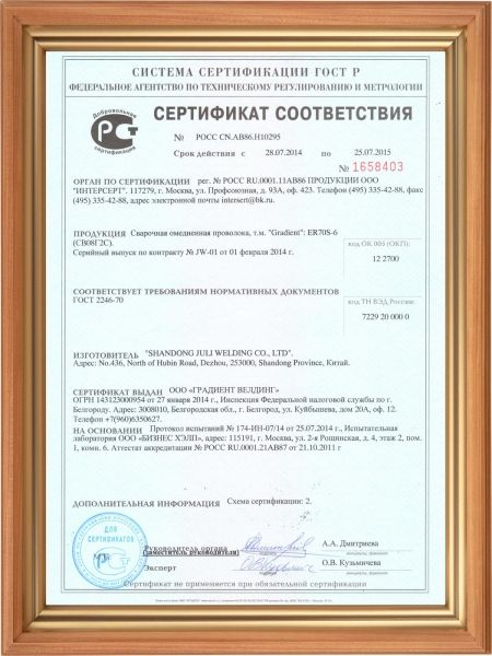 Фото сертификата соответствия ГОСТ Р