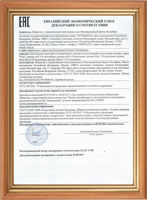 Декларация соответствия ТР ТС