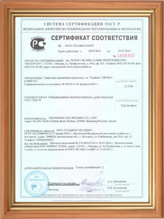 Сертификат соответствия ГОСТ Р